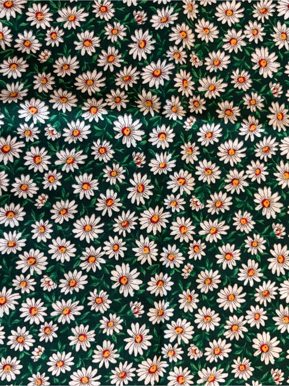 Floral Daisy Print Decorative Fabric - Green